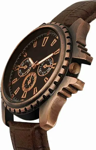 Analog Watch - For Men Black Dial Brown Strap Analog 